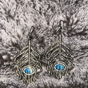 Feather rhinestone earrings